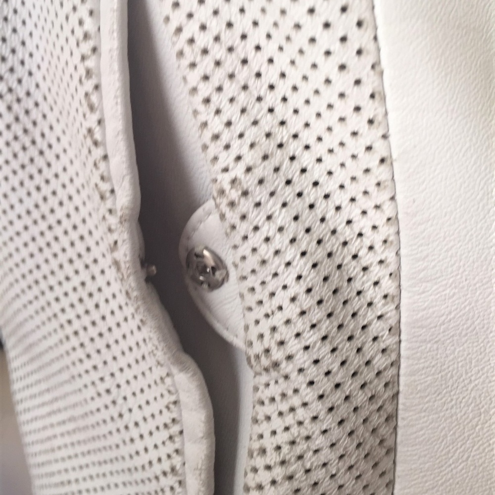 Aged White Perforated Leather Jacket sz XS - Picture 8 of 8